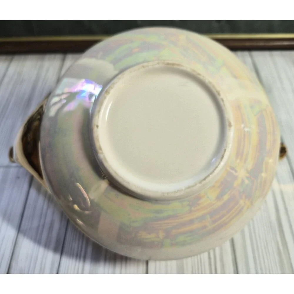 Vintage White & Gold Ceramic Porcelain Tea Set Teapot Creamer Sugar Bowl 3 Pc